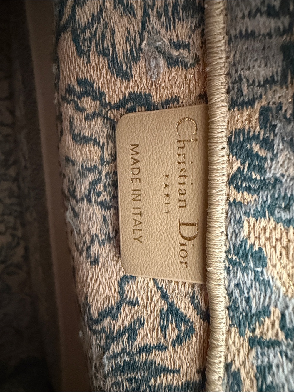Dior Blue & Beige Floral Embroidered Book Tote - Picture 7 of 8